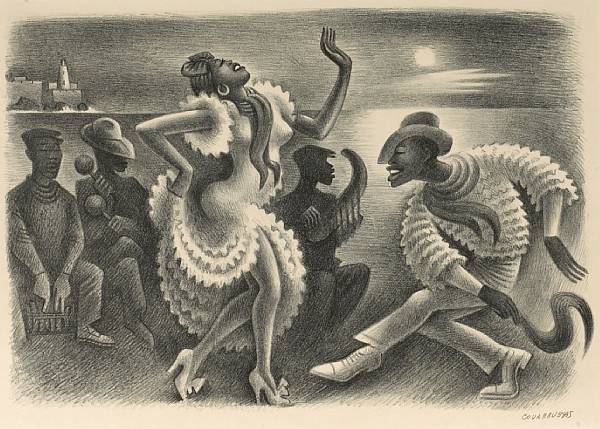 Appraisal: Miguel Covarrubias Mexican - Rumba Lithograph on wove paper signed