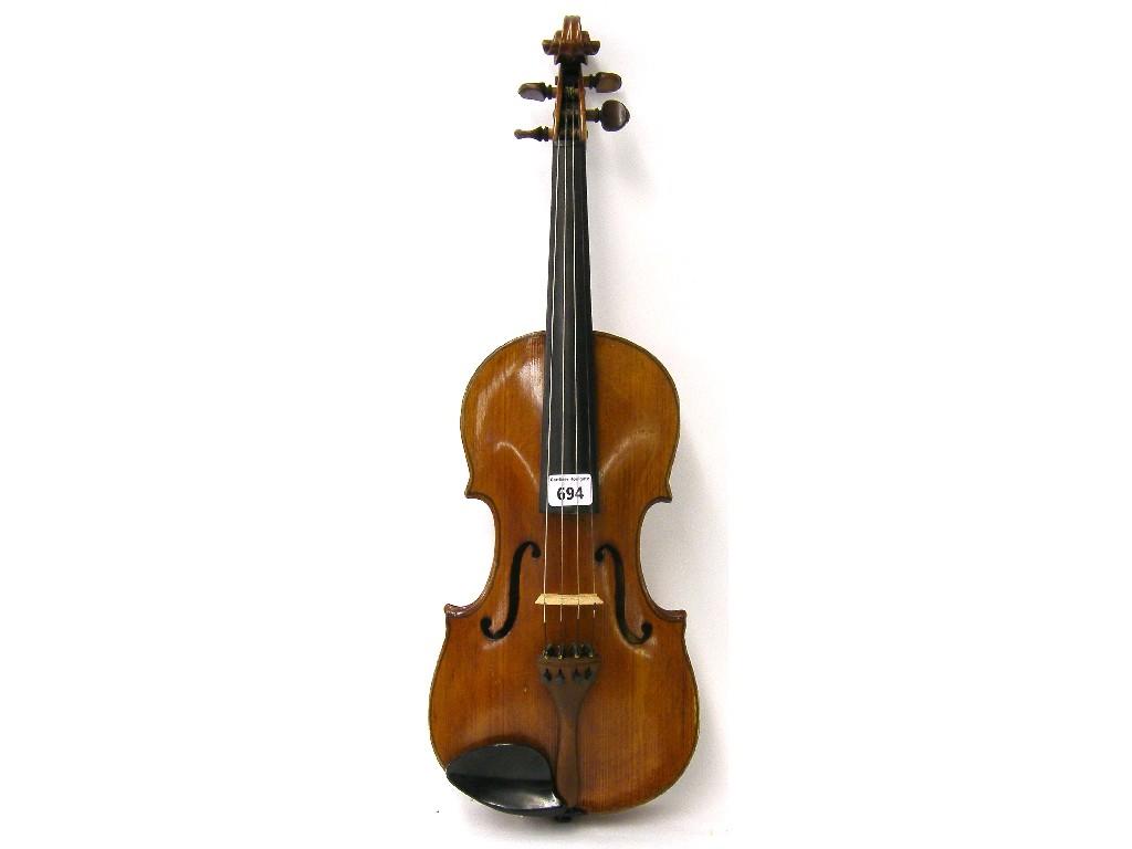 Appraisal: English violin branded C Lowe below the button cm