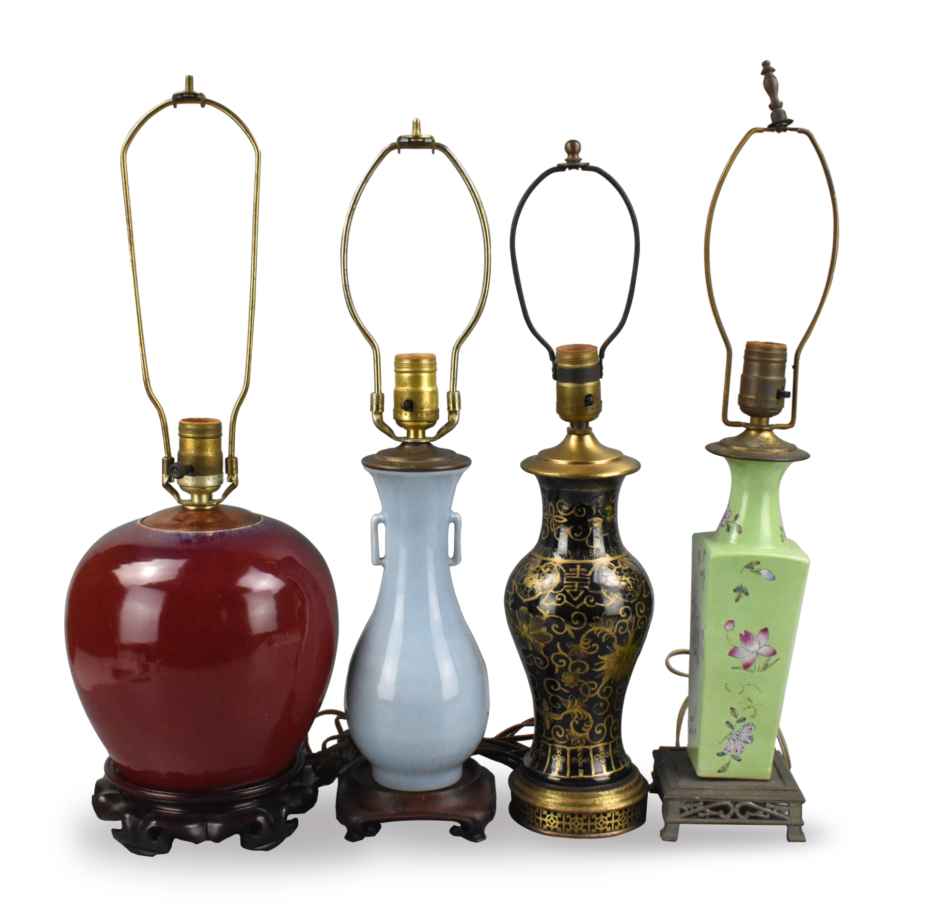 Appraisal: A grouping of Chinese vases converted into lamps all different