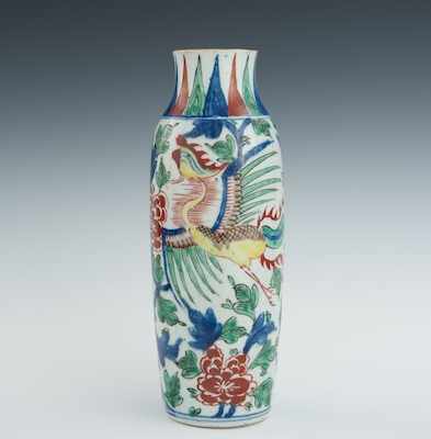 Appraisal: A Chinese Wucai Vase Transitional Period Porcelain vase painted with