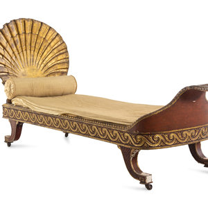 Appraisal: An Italian Walnut and Carved Giltwood Daybed Circa Height x