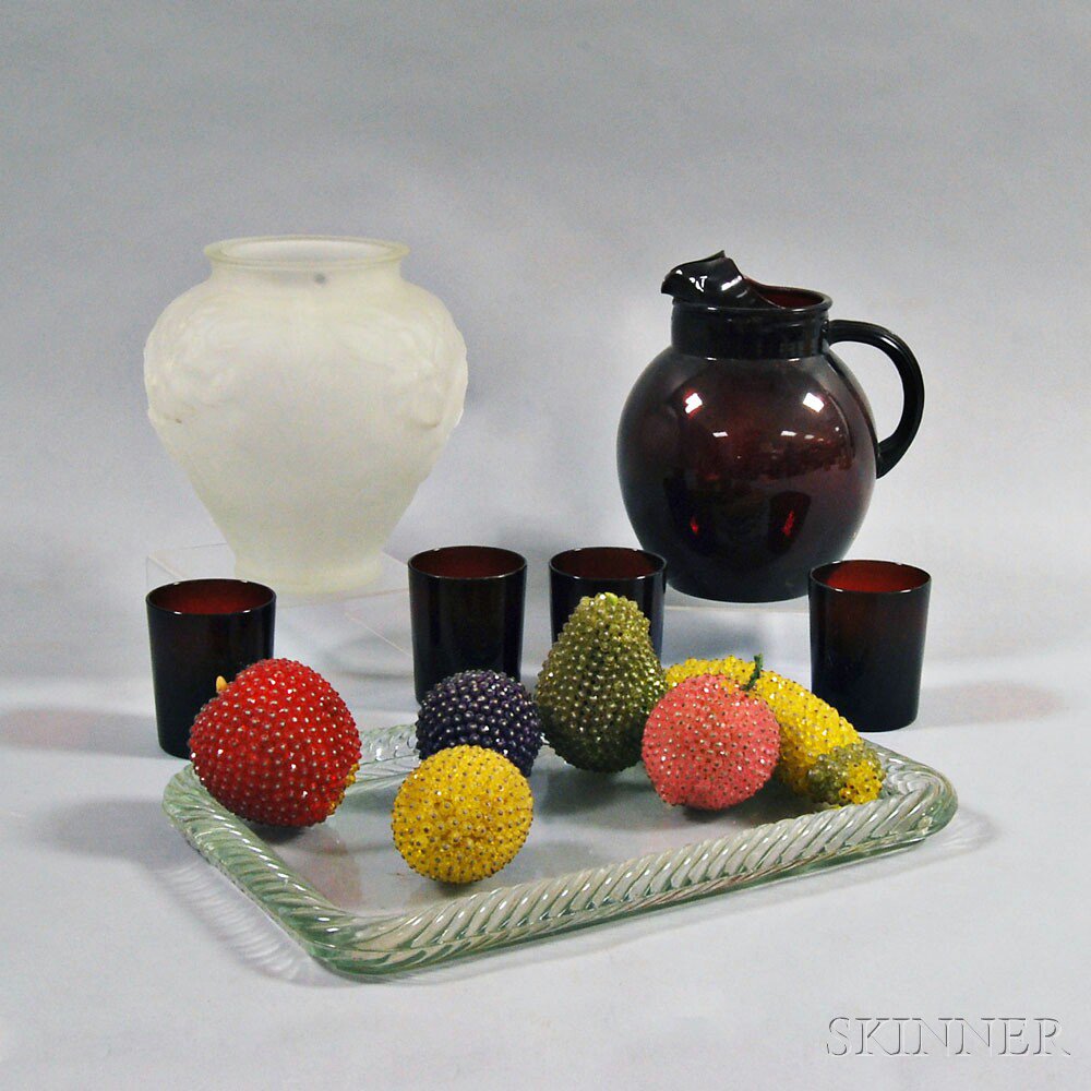 Appraisal: Thirteen Functional and Decorative Glass Items including a five-piece ruby