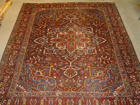 Appraisal: Wool on Cotton Bahktiari Oriental Rug Red octagonal center medallion