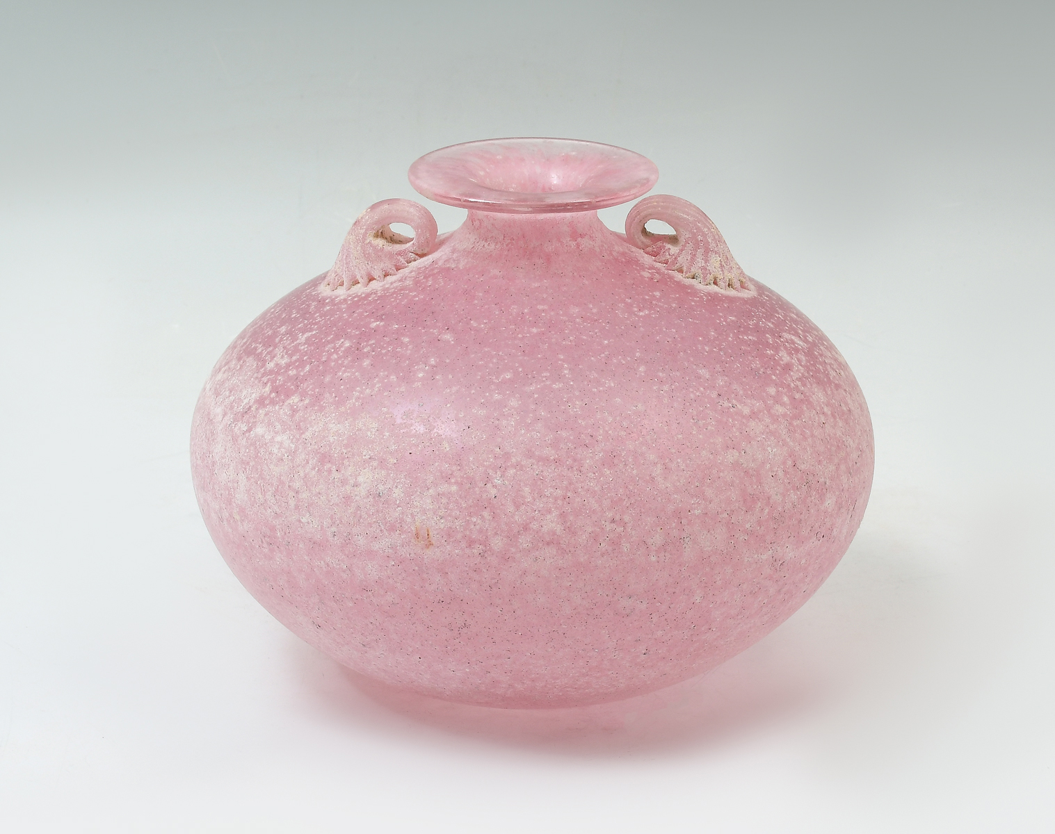 Appraisal: MURANO SCAVO GLASS SQUAT VASE Murano signed vase of pink