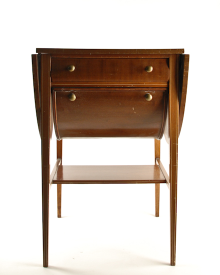 Appraisal: An English Mahogany Work Sewing Table the top with demilune