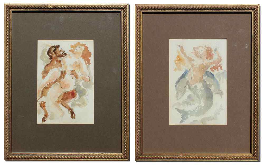 Appraisal: BURDICK Charles American th C Pair of Pencil and Watercolors