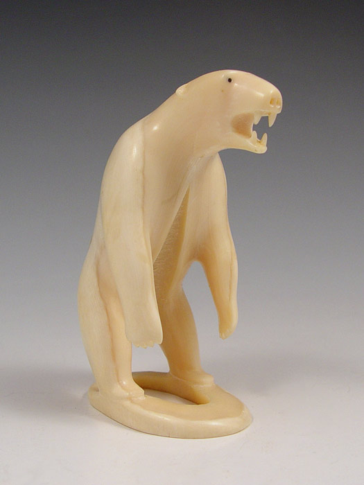 Appraisal: CARVED GREENLAND INUIT POLAR BEAR WHALE BONE th century carved