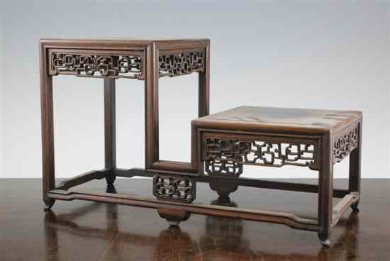 Appraisal: A Chinese rosewood two tier stand late th early th