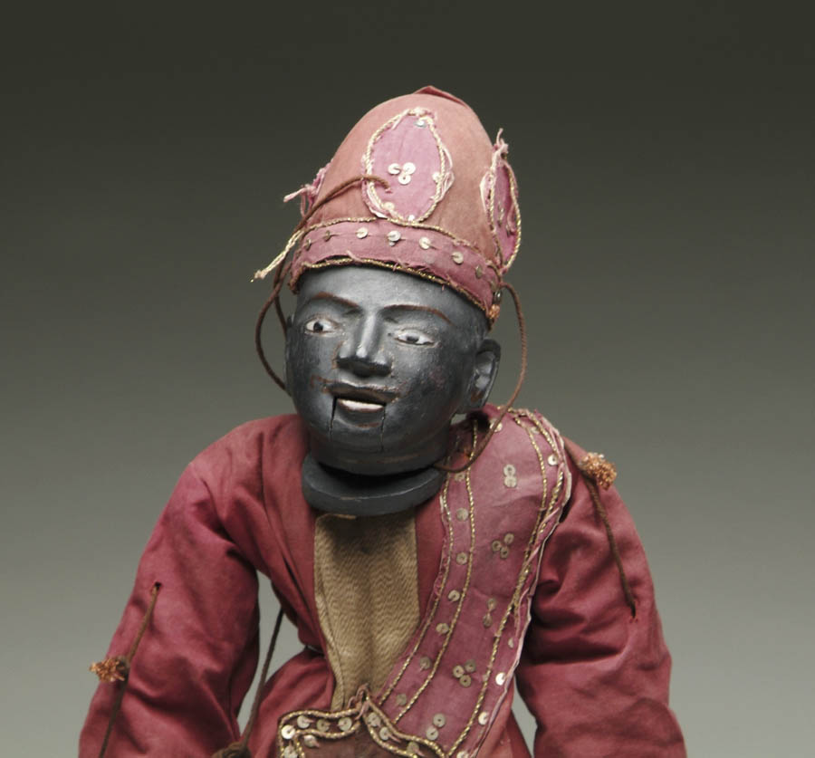 Appraisal: BLACK WOODEN INDONESIAN PUPPET cm With hard wooden head inset