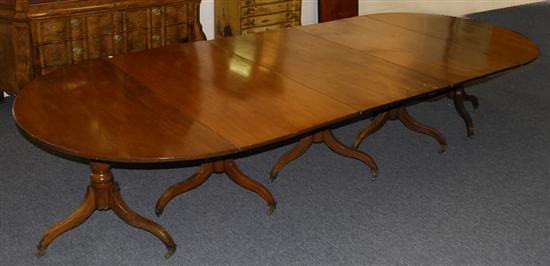 Appraisal: GEORGE III FIVE PEDESTAL MAHOGANY DINING TABLE height inches width