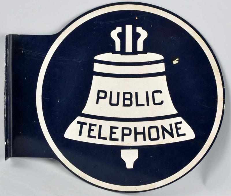 Appraisal: Aluminum Public Telephone Flange Sign Description s Simple graphics with