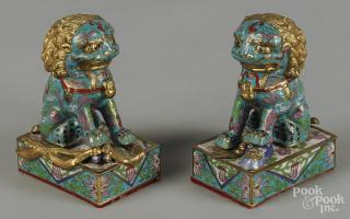 Appraisal: Pair of Chinese cloisonn foo lions '' h Pair of