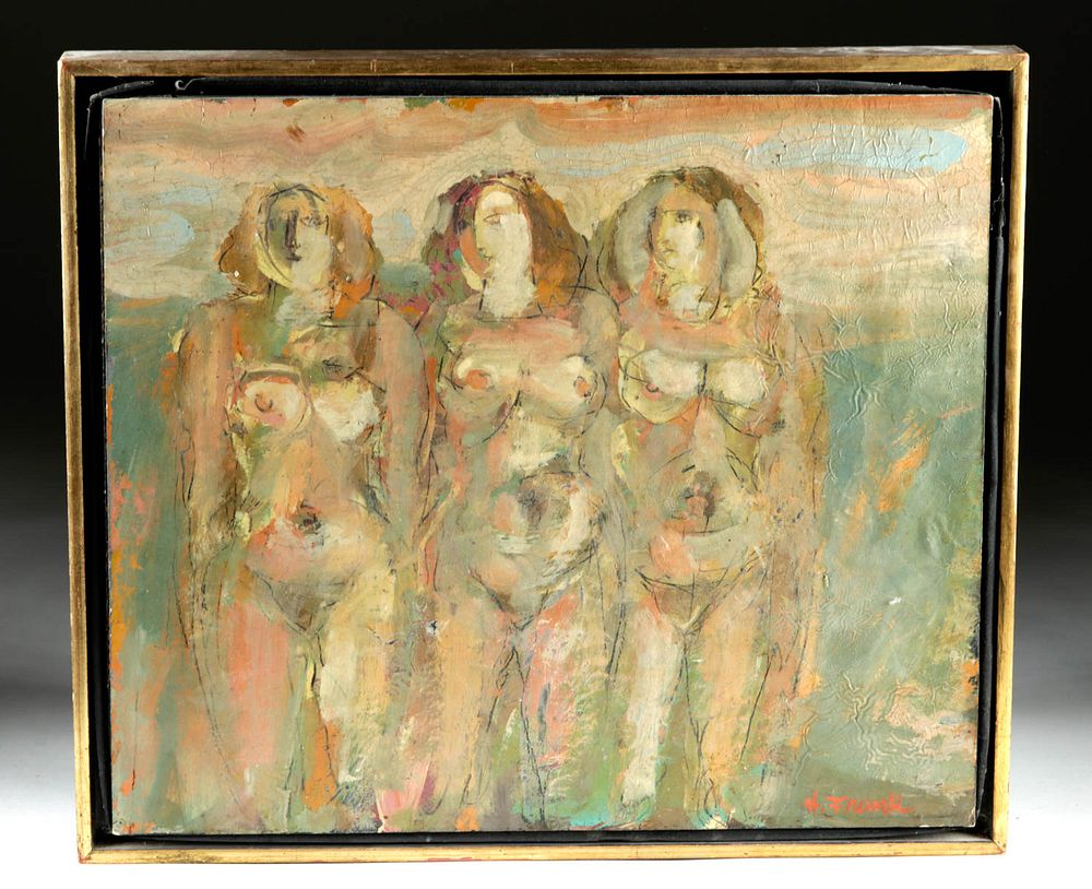 Appraisal: s Painting Mixed Media Three Nudes H Frank Originally Listed