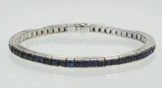 Appraisal: SAPPHIRE LINE BRACELET K White Gold and Sapphire Line Bracelet