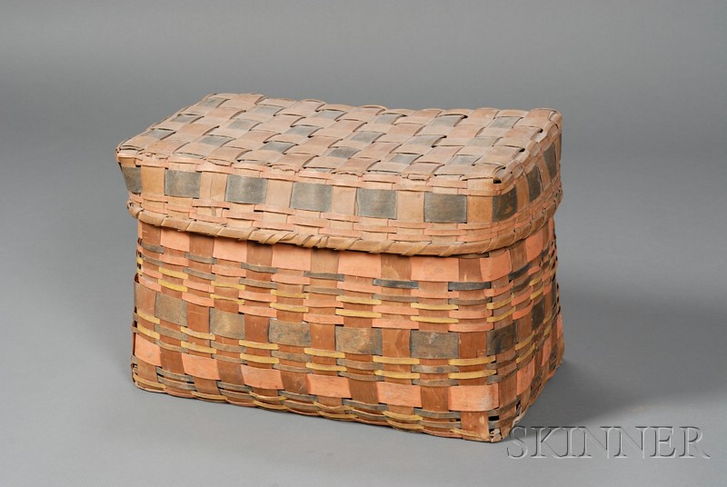 Appraisal: Painted Woven Splint Covered Basket northeastern woodland Indian tribe th