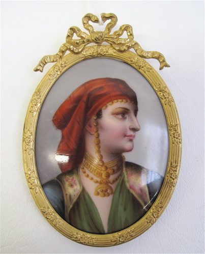 Appraisal: MINIATURE OVAL OIL ON PORCELAIN Portrait of Princess de Lamballe