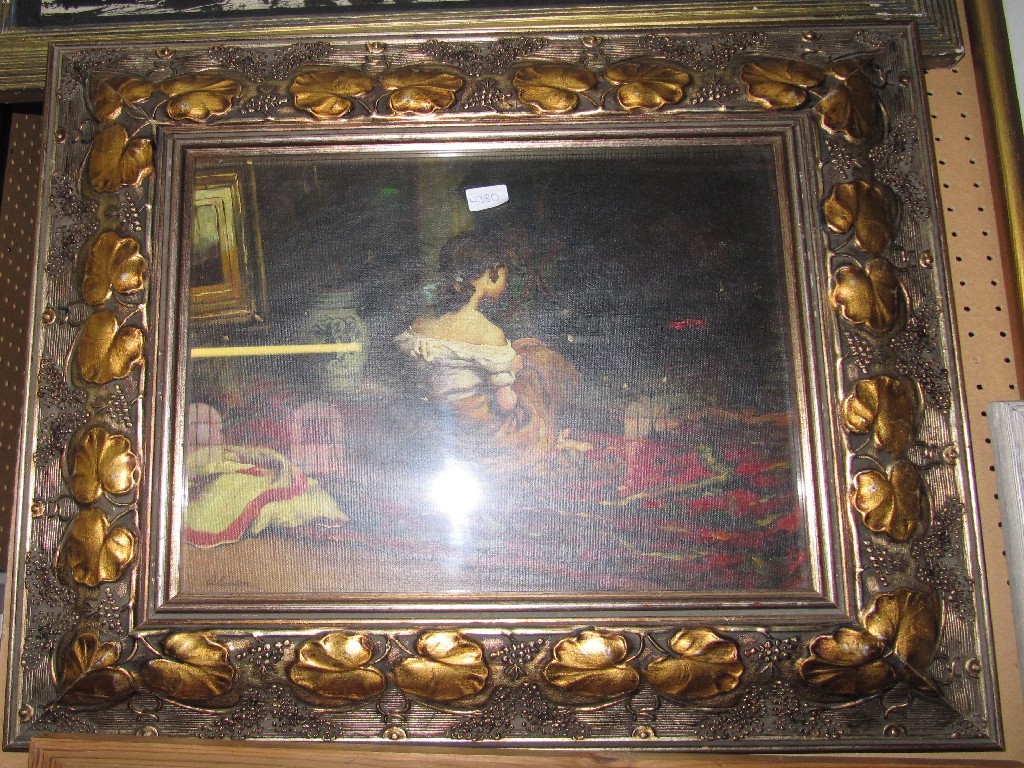 Appraisal: Oil on board 'Figures in an Interior' signed A Burton