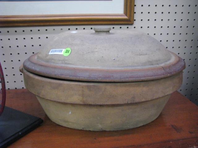 Appraisal: An antique stoneware lidded roaster x oval