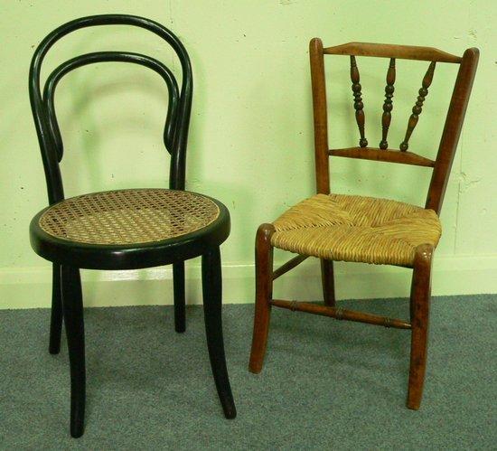 Appraisal: A child's beech framed chair with spindle back over a