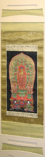 Appraisal: Two framed Buddhist paintings th th Centuries Hanging scrolls ink