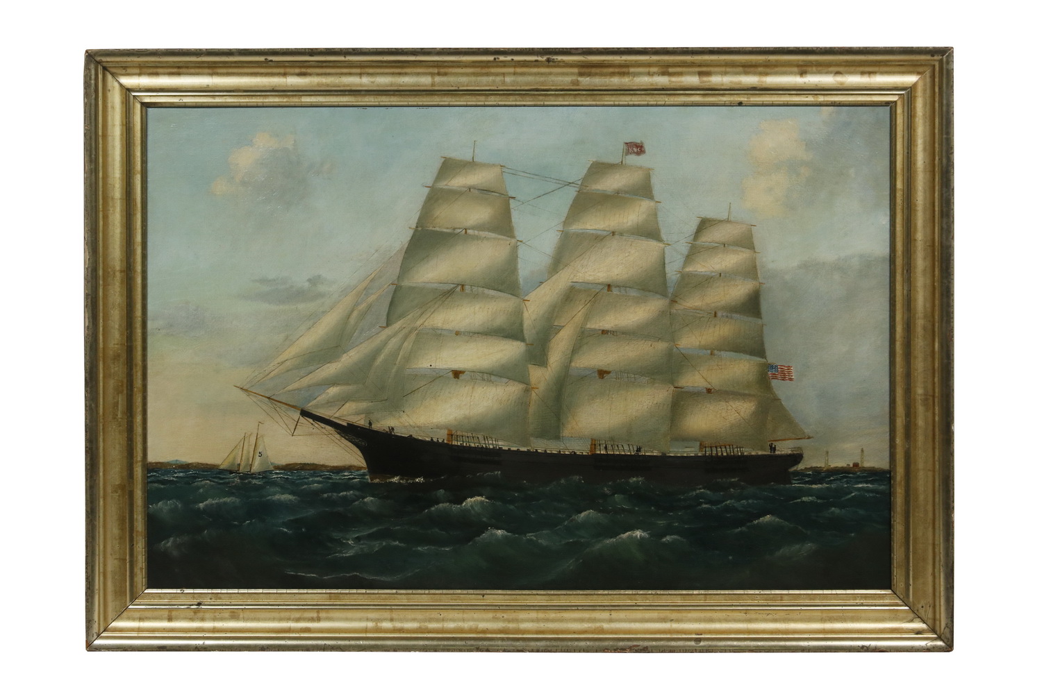 Appraisal: UNSIGNED ANTEBELLUM AMERICAN CLIPPER SHIP PORTRAIT Maine Built Clipper Ship