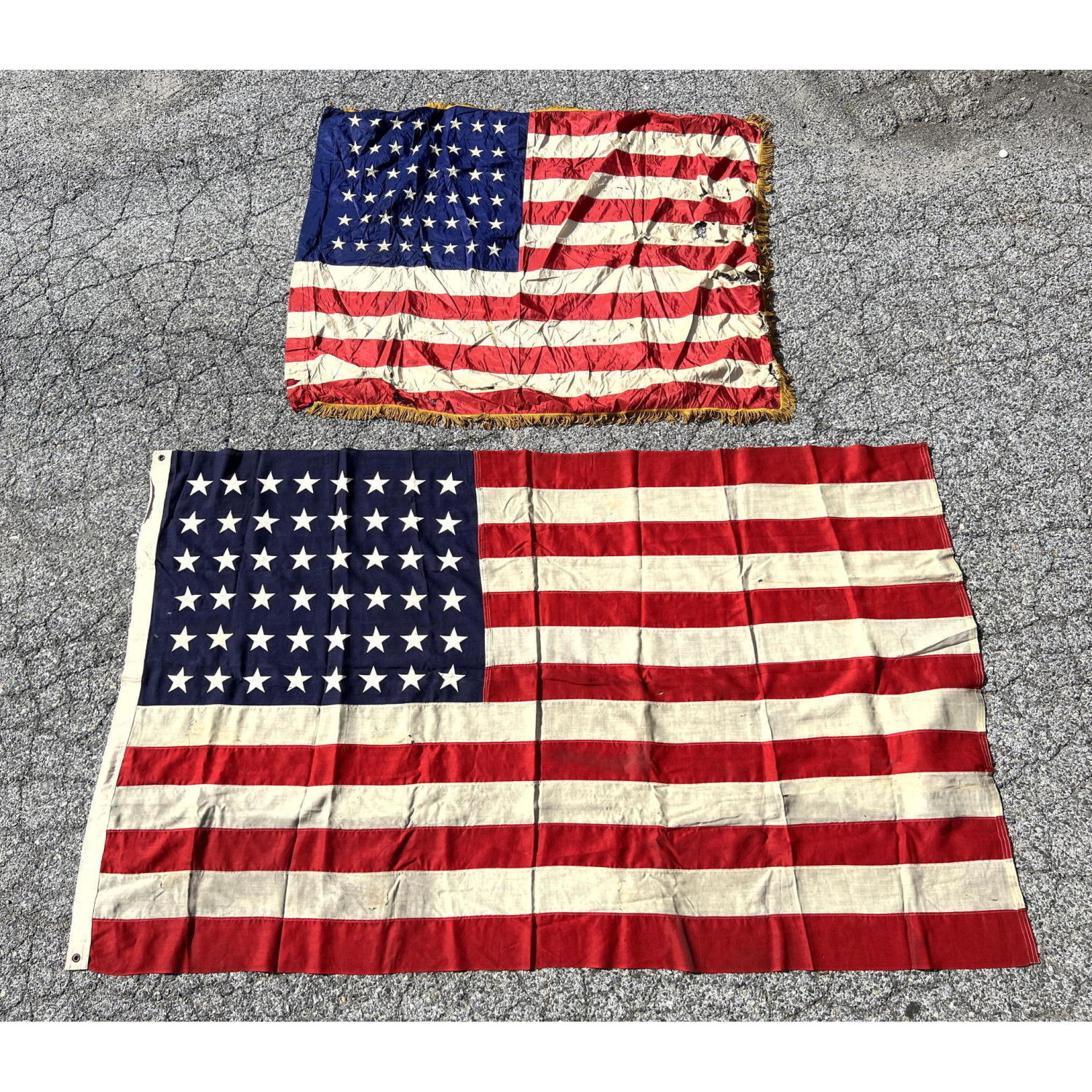 Appraisal: Two star flags inches inches --- Condition Some holes