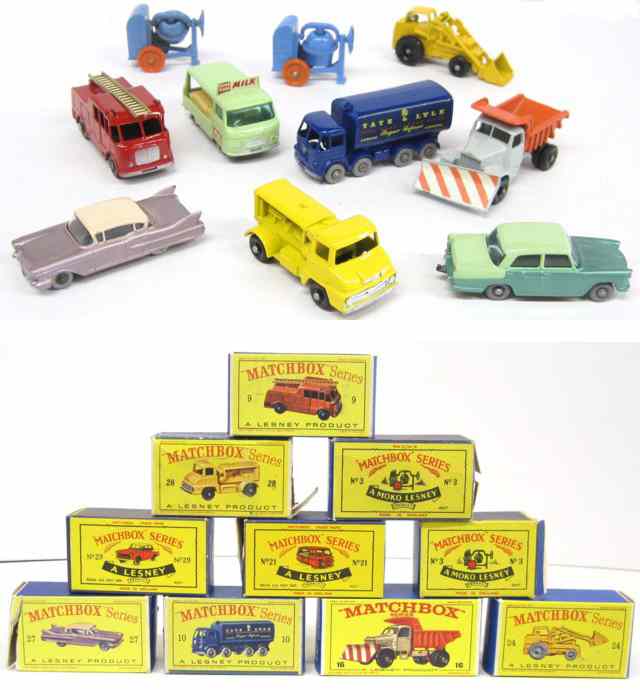 Appraisal: TEN MATCHBOX TOY VEHICLES including numbers 's Cement Mixer's Fire