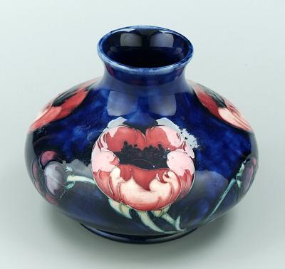 Appraisal: Moorcroft vase red flowers on cobalt ground impressed and blue