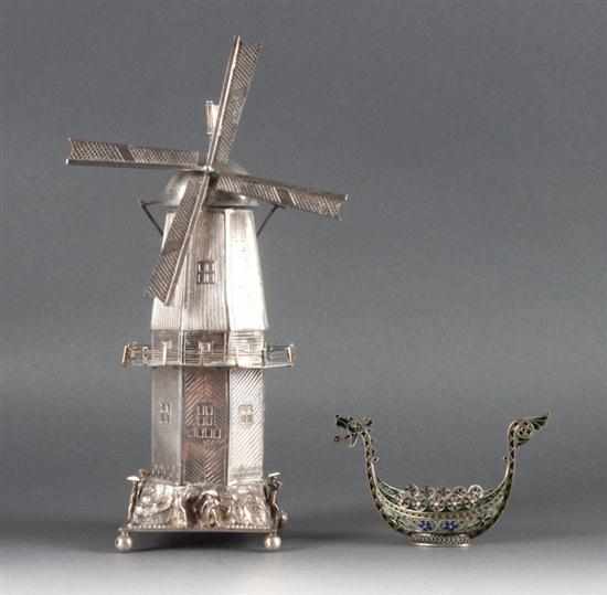 Appraisal: Dutch silver spice tower windmill maker ''JV '' and a