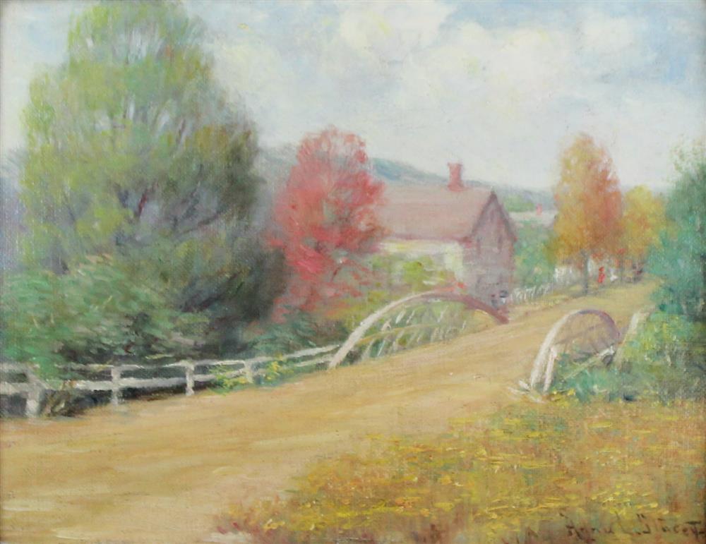 Appraisal: ANNA LEE DAY STACEY AMERICAN - COUNTRY ROAD WITH BRIDGE