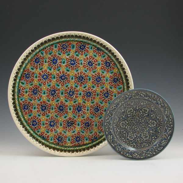 Appraisal: Two hand decorated Turkish plates with highly intricate designs Both