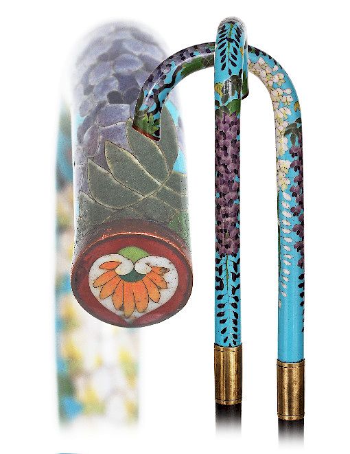 Appraisal: Cloisonn Enamel Cane -Ca -Turquoise colored Shippo enamel crook handle