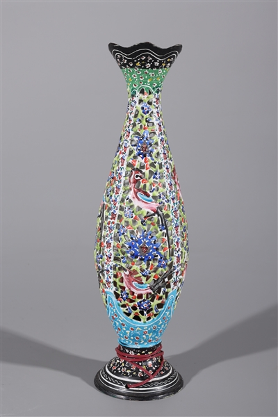 Appraisal: Chinese enamel on copper vase mounted as a lamp bird