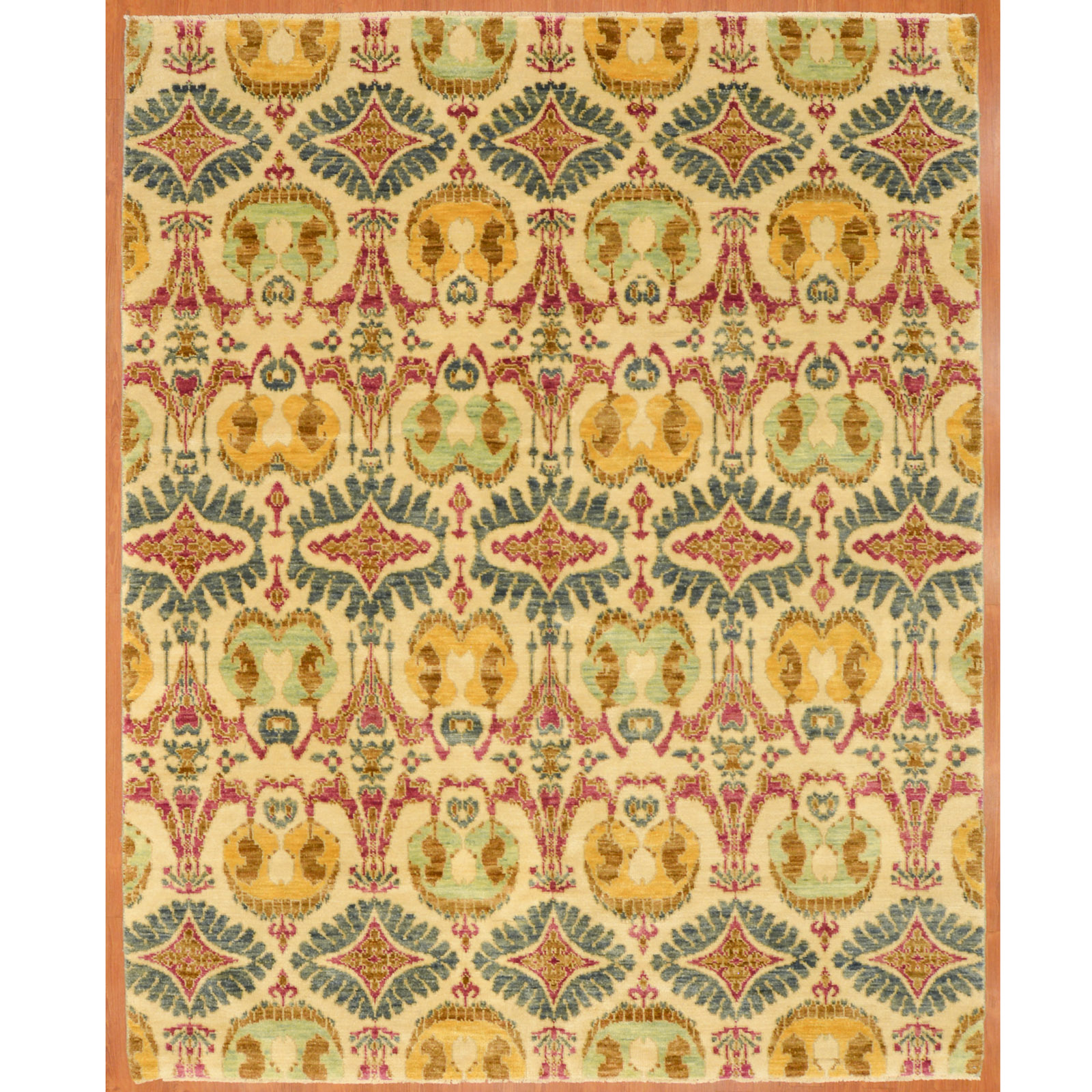 Appraisal: CONTEMPORARY IKAT PATTERN RUG INDIA X Modern hand-knotted wool pile