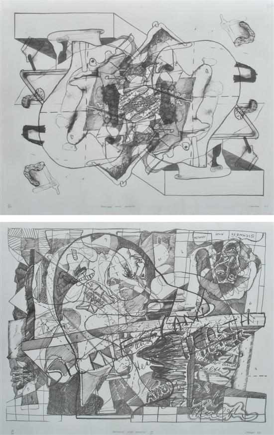 Appraisal: Gareth Sansom born Pair of Lithographs i Sickness and Health