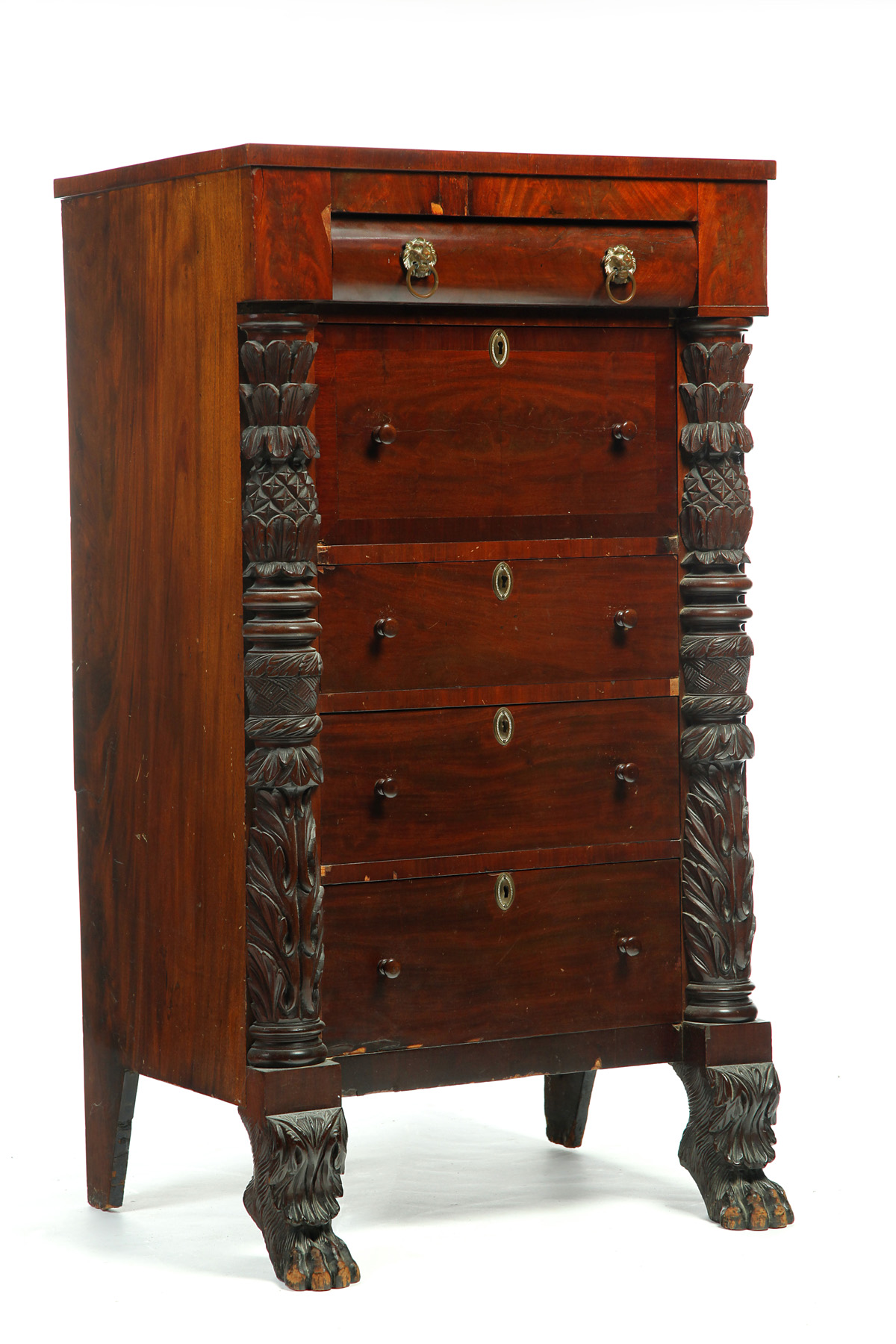 Appraisal: EMPIRE REVIVAL FIVE-DRAWER CHEST American th quarter- th century mahogany