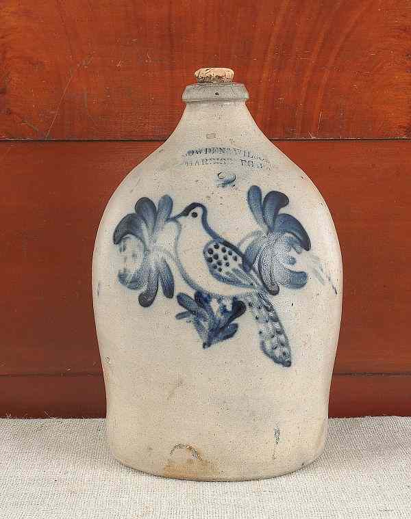 Appraisal: Pennsylvania two-gallon stoneware jug th c impressed Cowden Wilcox Harrisburg