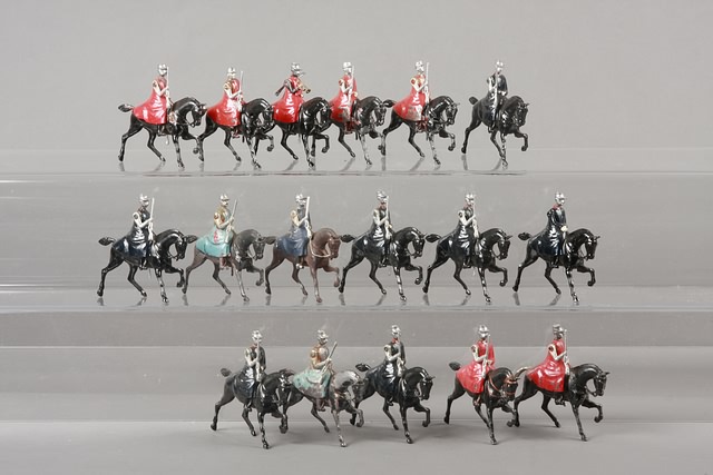 Appraisal: Lot of Britains mounted figures with cloaks converted and partially