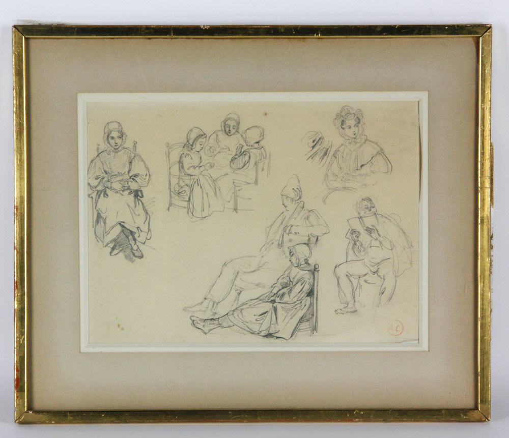 Appraisal: - Colin Five Figure Studies Pencil Alexander Marie Colin French