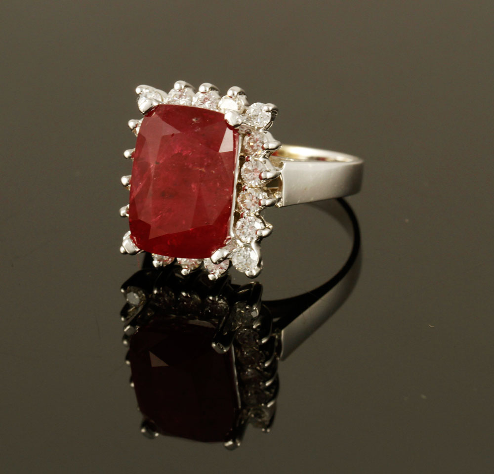 Appraisal: - K Gold Diamond and Ruby Ring K white gold