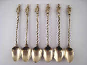 Appraisal: A set of six Chinese silver coffee spoons the finials