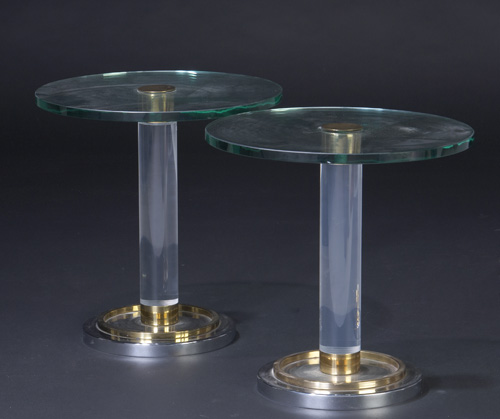 Appraisal: CHARLES HOLLIS JONES Pair of end tables with glass tops