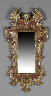 Appraisal: Florentine Style Parcel Gilt Polychromed Mirror m Florentine Style Parcel