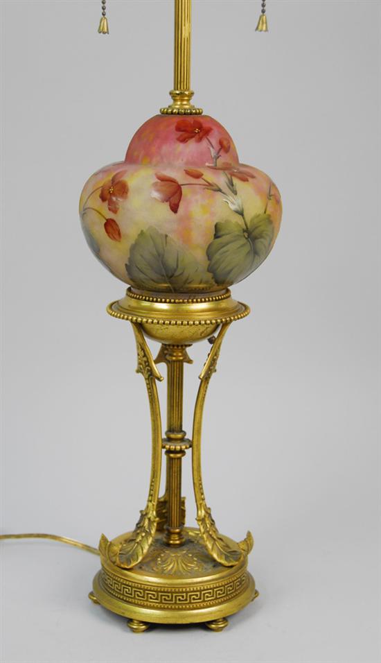 Appraisal: FRENCH DAUM NANCY GLASS AND GILT BRONZE LAMP height inches