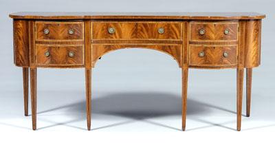 Appraisal: Hepplewhite style mahogany sideboard highly figured mahogany veneers and light