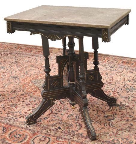 Appraisal: American Victorian Eastlake table late th c rectangular marble top