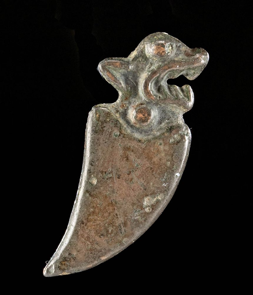 Appraisal: Scythian Bronze Horse Fitting Wolf-Headed Knife Central Western Asia and