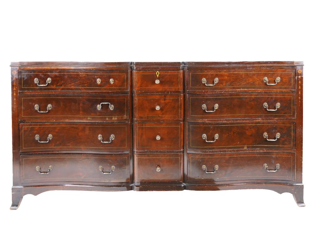 Appraisal: STIEHL MAHOGANY DRESSERwith manufacturer's metal label Condition top with numerous