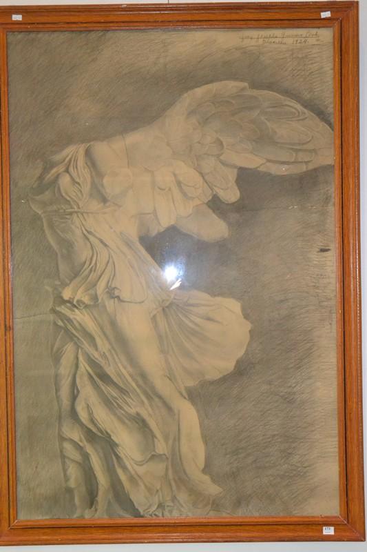 Appraisal: LARGE SKETCHING OF HEADLESS ANGEL SIGNED BRUXELLES