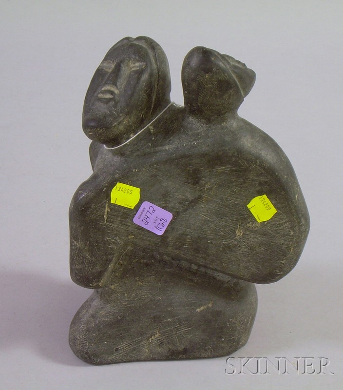 Appraisal: Inuit Soapstone Carving of a mother and child ht in